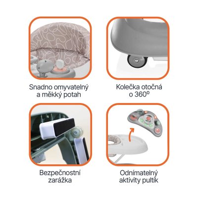 Zopa Chodítko Fiesta - Grey/Pink - obrázek