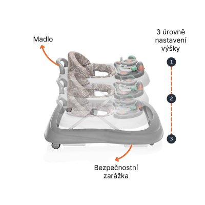 Zopa Chodítko Fiesta - Grey/Pink - obrázek