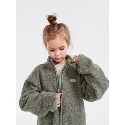 Leokid Fleecová bunda Theo - Vetiver Green vel. 116 - obrázek