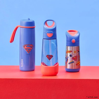 b.box Lahev na pití s brčkem 600 ml - Superman - obrázek
