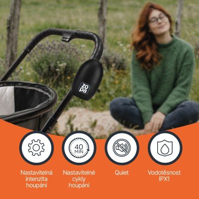 Zopa Bobby Přenosné houpadlo kočárku nabíjecí - Black - obrázek