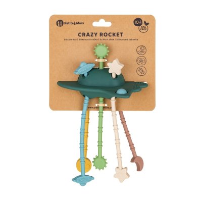 Petite&Mars Crazy Rocket Silikonová senzorická hračka - Misty Green, 10m+ - obrázek