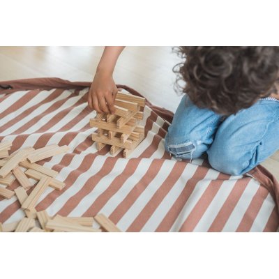 Play & Go Noomad Original Hrací deka/Vak na hračky - Stripes Brown - obrázek