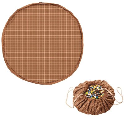 Play & Go Noomad Original Hrací deka/Vak na hračky Organic - Grid Brown - obrázek