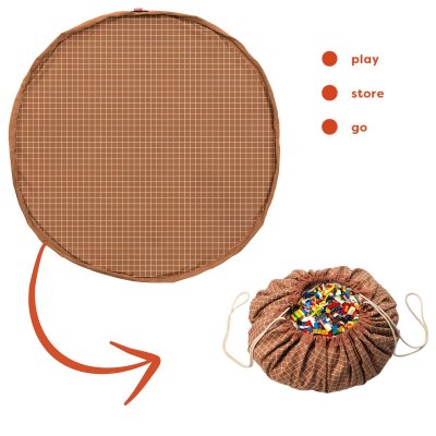 Play & Go Noomad Original Hrací deka/Vak na hračky Organic - Grid Brown - obrázek