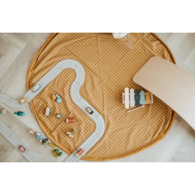 Play & Go Noomad Original Hrací deka/Vak na hračky Organic - Grid Mustard - obrázek