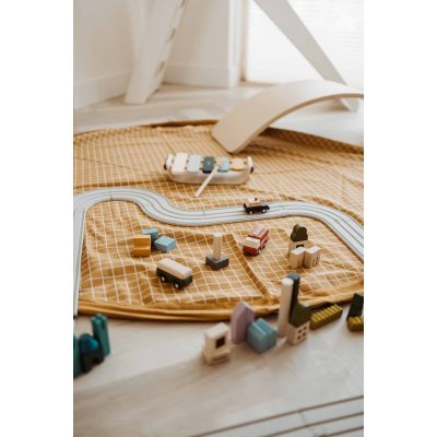 Play & Go Noomad Original Hrací deka/Vak na hračky Organic - Grid Mustard - obrázek