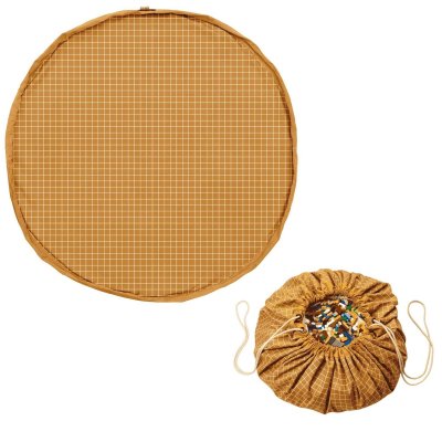 Play & Go Noomad Original Hrací deka/Vak na hračky Organic - Grid Mustard - obrázek