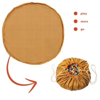 Play & Go Noomad Original Hrací deka/Vak na hračky Organic - Grid Mustard - obrázek
