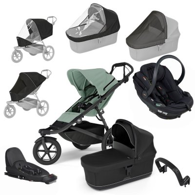 Thule Urban Glide 3 Kompletní kočárek + Autosedačka BeSafe + Základna + Příslušenství - Mist Green