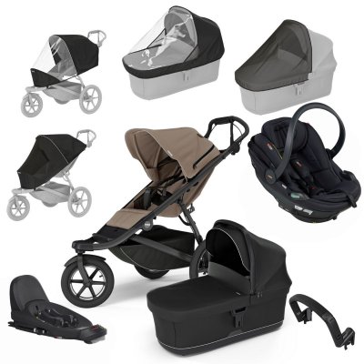 Thule Urban Glide 3 Kompletní kočárek + Autosedačka BeSafe + Základna + Příslušenství - Taupe/Black