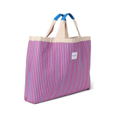 Studio Noos Plážová taška Poplin - Raspberry Striped - obrázek