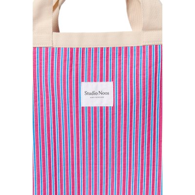 Studio Noos Plážová taška Poplin - Raspberry Striped - obrázek