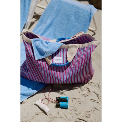 Studio Noos Plážová taška Poplin - Raspberry Striped - obrázek