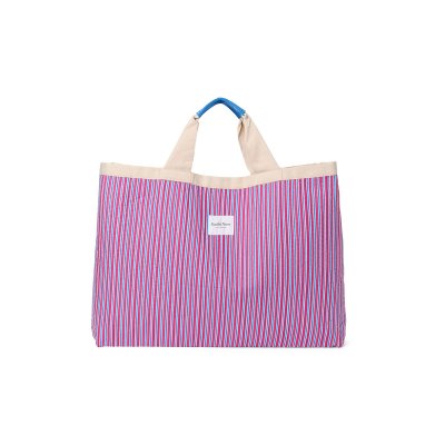Studio Noos Plážová taška Poplin - Raspberry Striped
