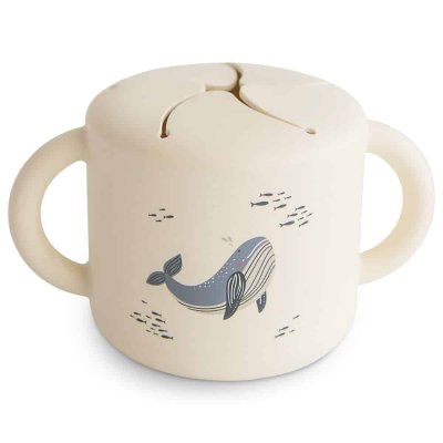Mushie Silikonový hrnek na snack - Whales - obrázek