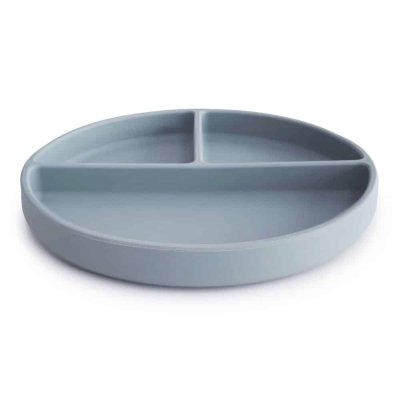 Mushie Silikonový dělený talíř s přísavkou - Powder Blue - obrázek