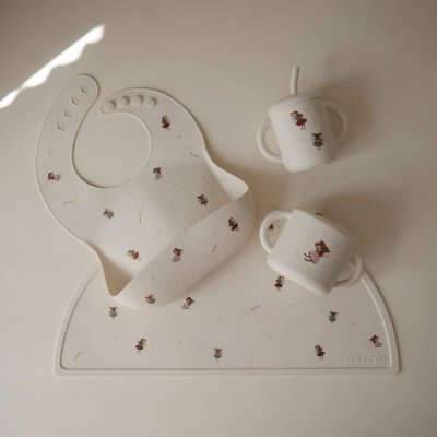 Mushie Silikonový tréninkový hrneček s brčkem - Fairy Mice - obrázek