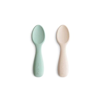 Mushie Startovací lžičky pro batolata - Cambridge Blue/Shifting Sand, 2 ks