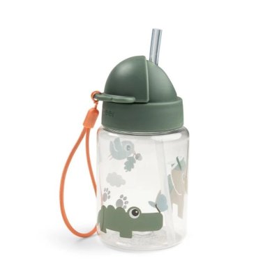 Done by Deer Láhev s brčkem Tiny Trails 280 ml - Zelená - obrázek