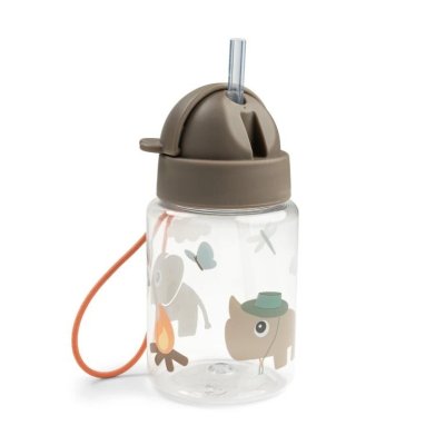 Done by Deer Láhev s brčkem Tiny Trails 280 ml - Písková - obrázek