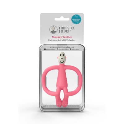 Matchstick Monkey Kousátko a zubní kartáček bez ocasu - Pink - obrázek
