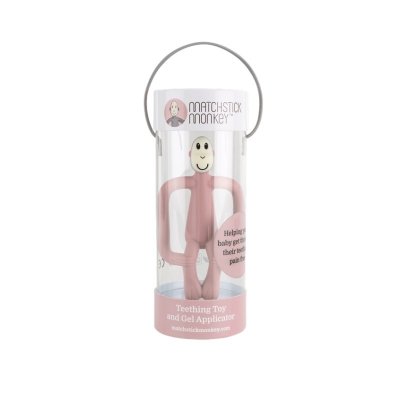 Matchstick Monkey Kousátko a zubní kartáček - Dusty Pink - obrázek