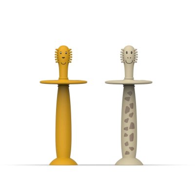Matchstick Monkey Tréninkový zubní kartáček se zátkou - Žirafa a Lev