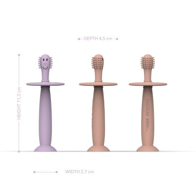 Matchstick Monkey Tréninkový zubní kartáček se zátkou - Dusty Pink/Lilac - obrázek