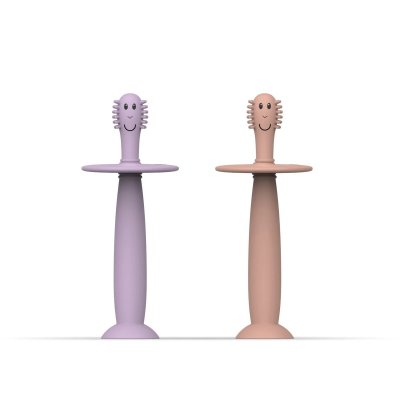 Matchstick Monkey Tréninkový zubní kartáček se zátkou - Dusty Pink/Lilac