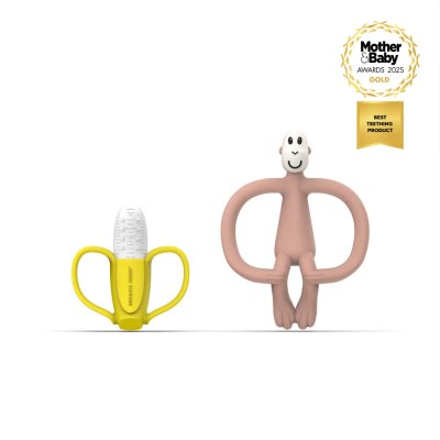 Matchstick Monkey Dárkový set kousátek Banán a opice - Dusty Pink - obrázek