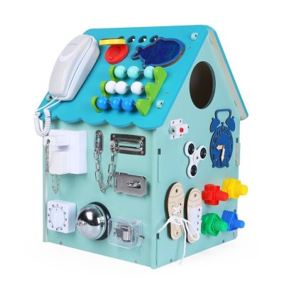 2 Kids Toys Activity board Domeček - Modrý - obrázek