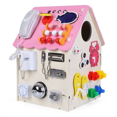 2 Kids Toys Activity board Domeček - Růžový - obrázek