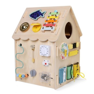 2 Kids Toys Activity board Domeček - Přírodní - obrázek