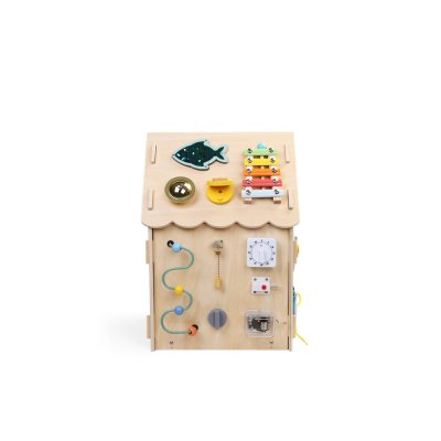 2 Kids Toys Activity board Domeček - Přírodní - obrázek