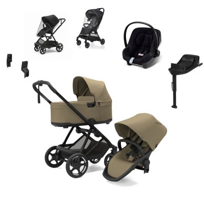Thule Charm Kompletní kočárek + Autosedačka Cybex + Základna + Uni příslušenství - Faded Khaki