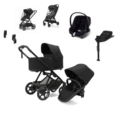 Thule Charm Kompletní kočárek + Autosedačka Cybex + Základna + Uni příslušenství - Black
