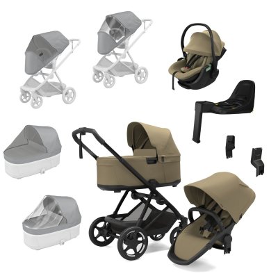 Thule Charm Kompletní kočárek + Autosedačka + Základna + Příslušenství - Faded Khaki
