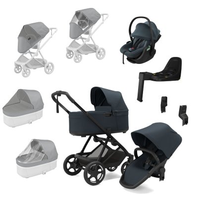 Thule Charm Kompletní kočárek + Autosedačka + Základna + Příslušenství - Darkest Blue