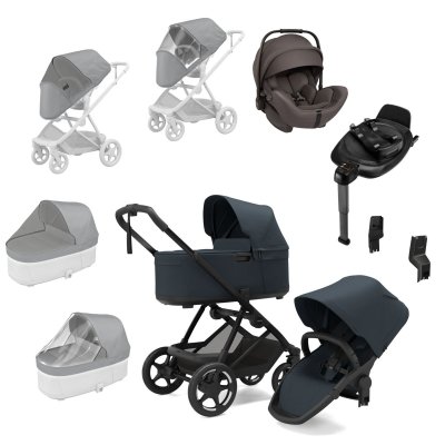 Thule Charm Kompletní kočárek + Autosedačka Nuna + Základna + Příslušenství - Darkest Blue