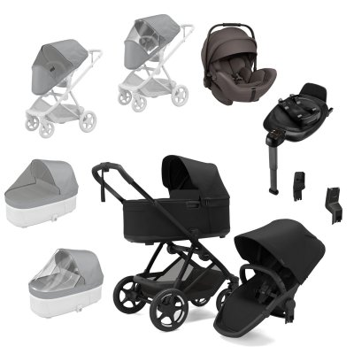 Thule Charm Kompletní kočárek + Autosedačka Nuna + Základna + Příslušenství - Black