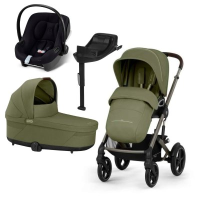 Cybex Talos Kompletní kočárek + Autosedačka + Základna - Taupe/Moss Green