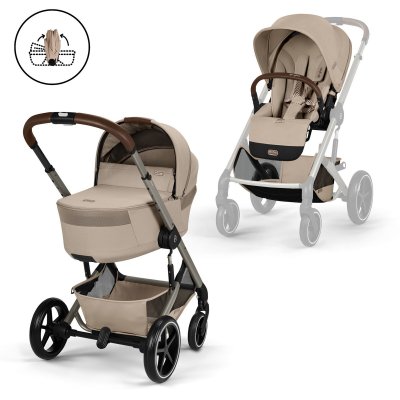 Cybex Balios S Lux Kompletní kočárek se skládací korbou - Taupe/Almond Beige - obrázek