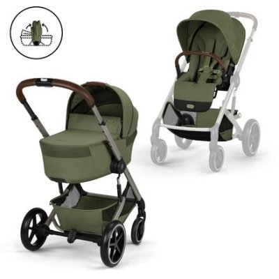 Cybex Balios S Lux Kompletní kočárek se skládací korbou - Taupe/Moss Green