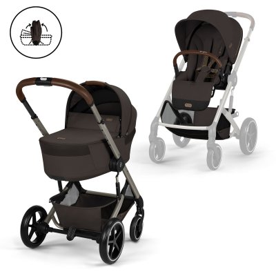 Cybex Balios S Lux Kompletní kočárek se skládací korbou - Taupe/Chocolate Brown