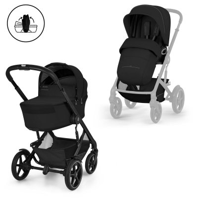 Cybex Talos S Lux Kompletní kočárek se skládací korbou New - Black/Moon Black