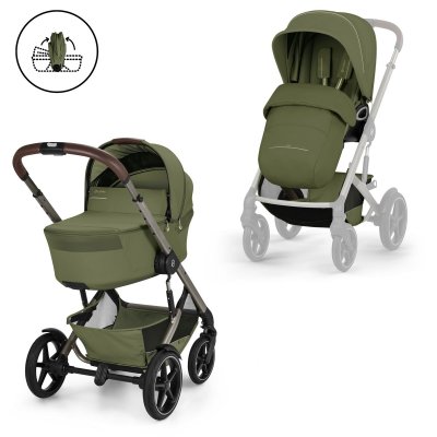 Cybex Talos S Lux Kompletní kočárek se skládací korbou New - Taupe/Moss Green