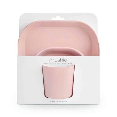 Mushie Hranatá jídelní sada - Blush