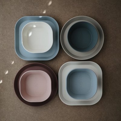 Mushie Sada dětských hranatých misek - Blush, 2 ks - obrázek