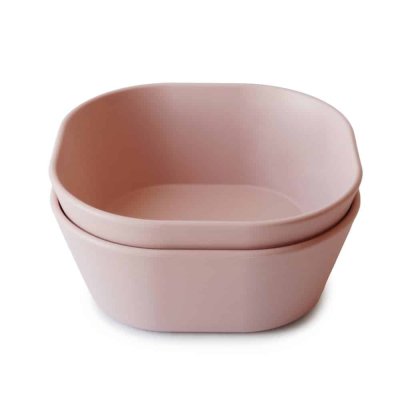Mushie Sada dětských hranatých misek - Blush, 2 ks
